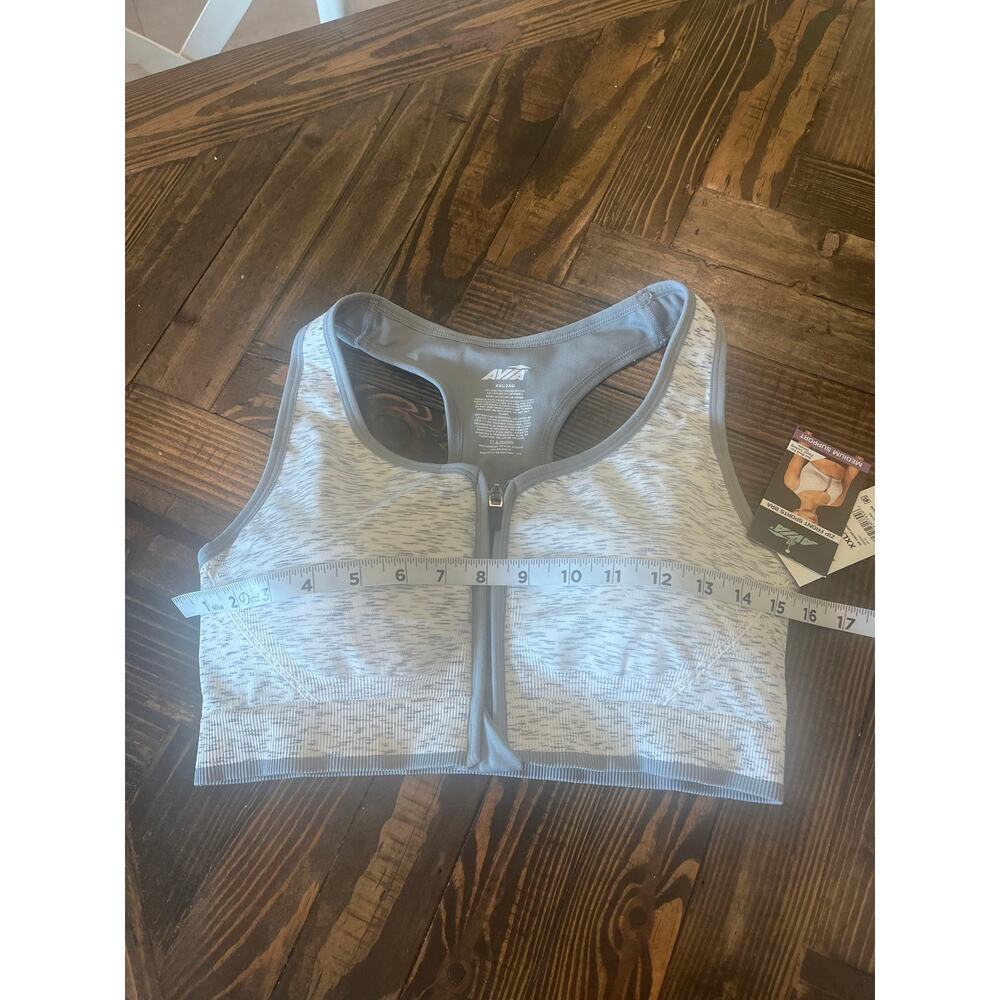 Avia Women Zip Front Medium Support Sports Bra Heather Gray XXL Active Running - Picture 5 of 8